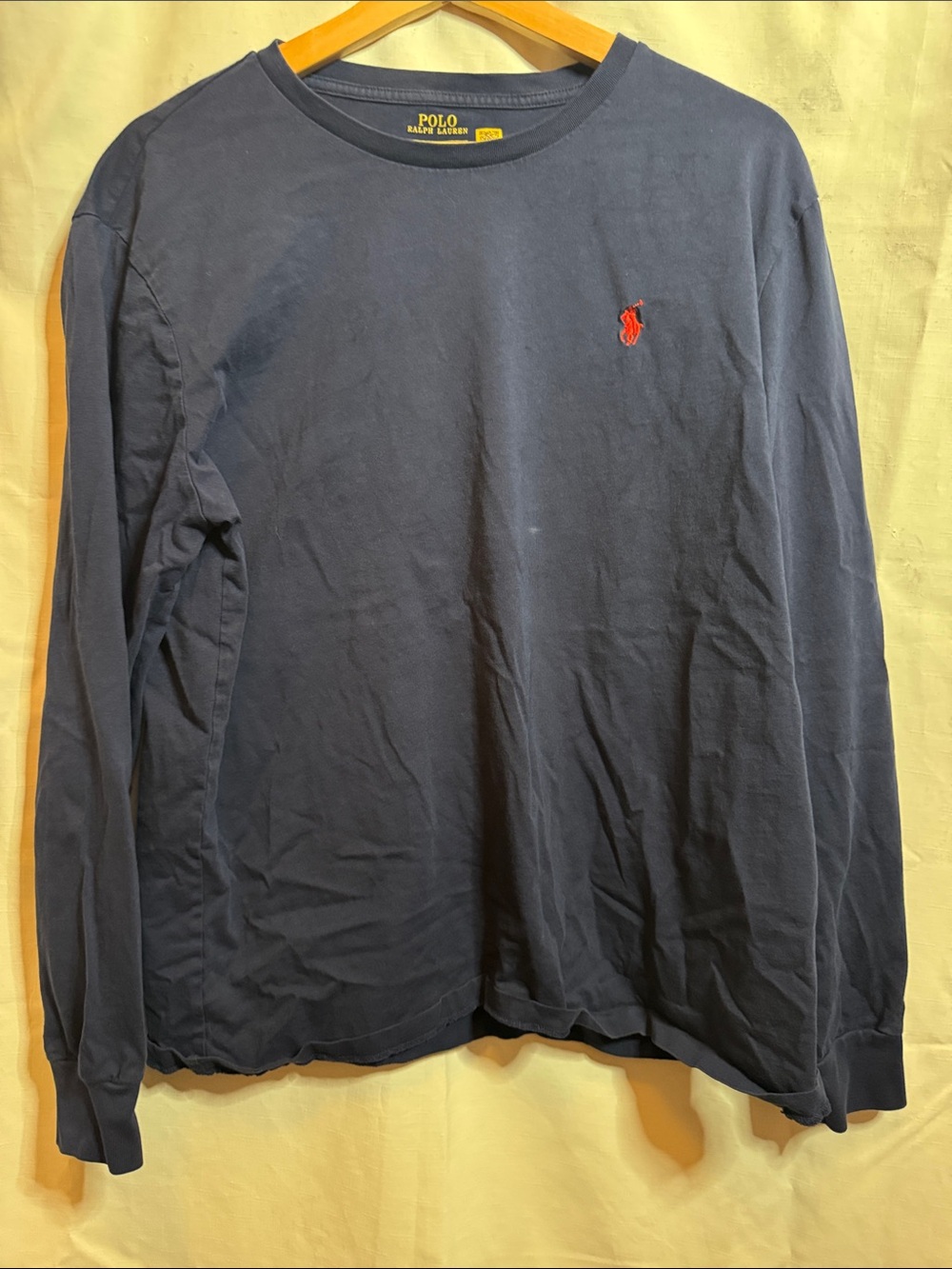 Polo by Ralph Lauren Navy Long-Sleeve Crewneck with Red Pony large. #28